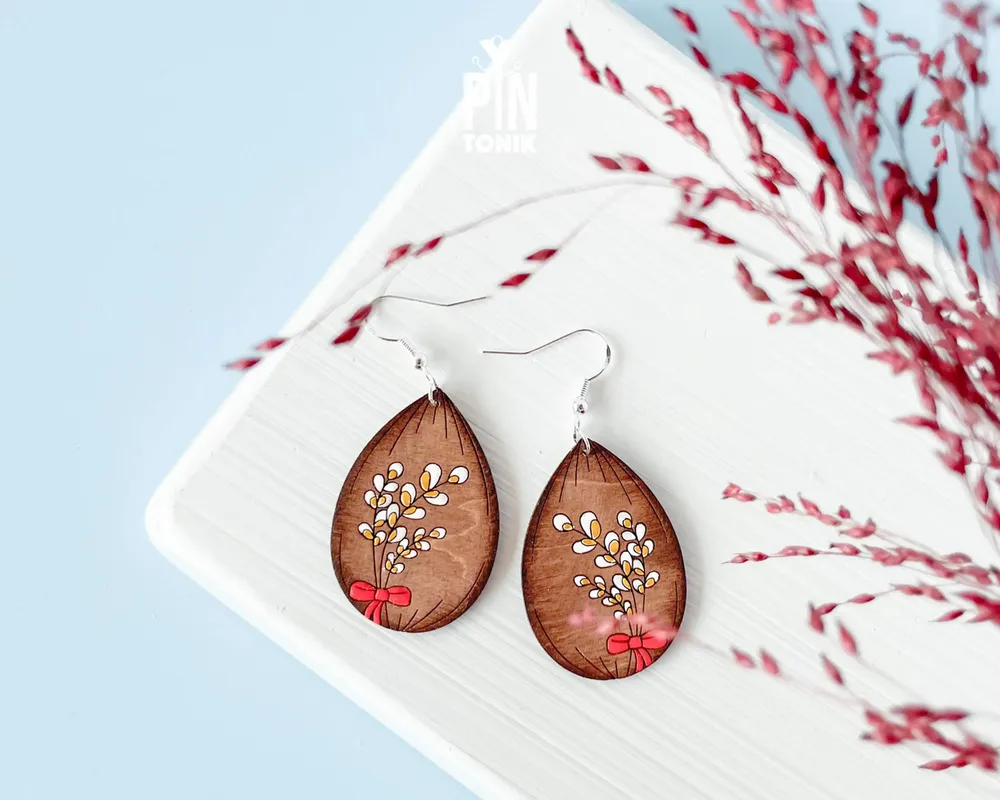 Jewelry - Easter Pussy Willow Earrings - Spring Boho Jewelry - Floral Mother's Day Gift - PINTONIK