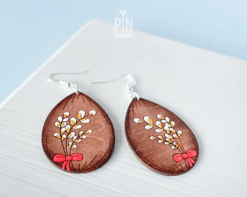 Jewelry - Easter Pussy Willow Earrings - Spring Boho Jewelry - Floral Mother's Day Gift - PINTONIK