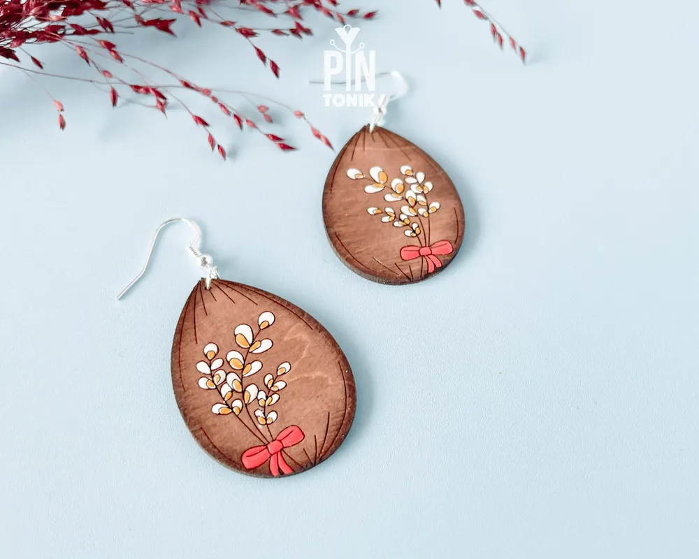 Jewelry - Easter Pussy Willow Earrings - Spring Boho Jewelry - Floral Mother's Day Gift - PINTONIK