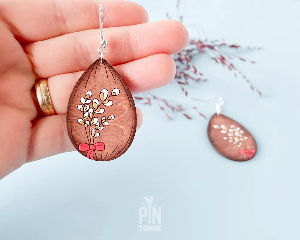 Jewelry - Easter Pussy Willow Earrings - Spring Boho Jewelry - Floral Mother's Day Gift - PINTONIK