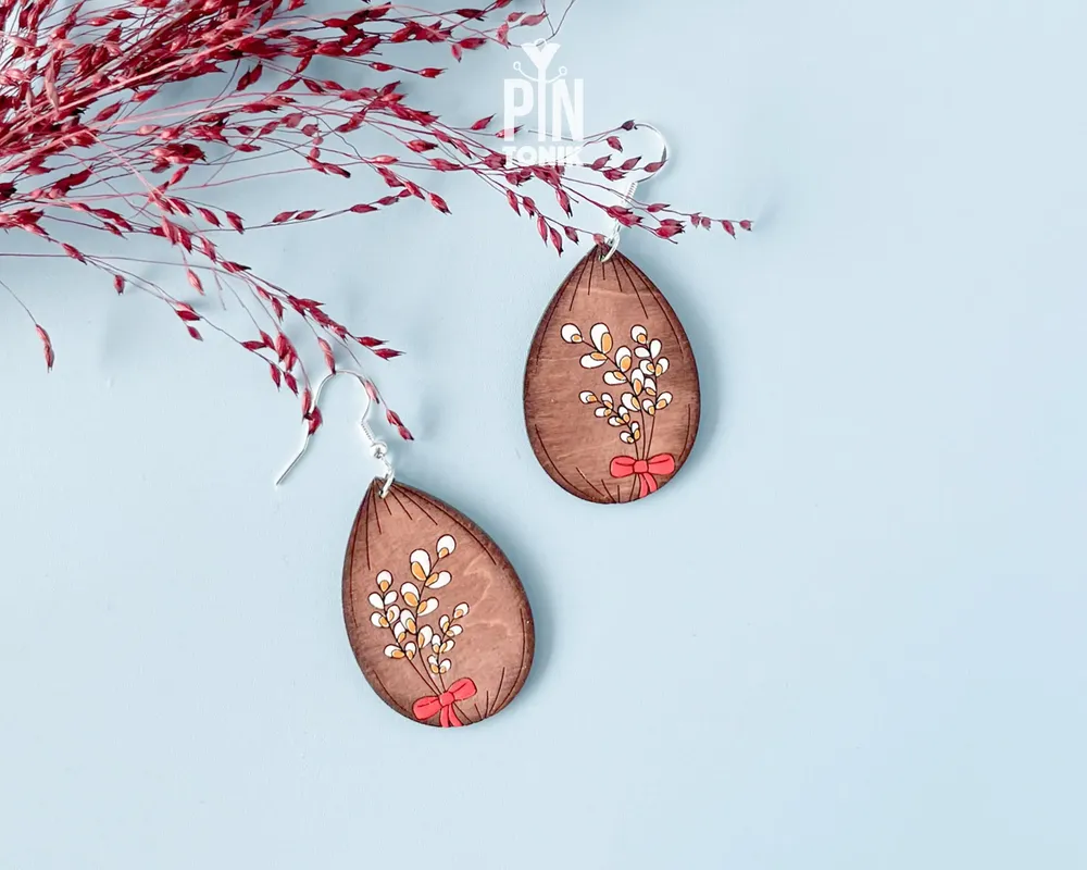 Jewelry - Easter Pussy Willow Earrings - Spring Boho Jewelry - Floral Mother's Day Gift - PINTONIK
