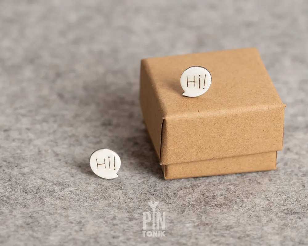 Jewelry - Hello Comic Book Earrings - Quirky Jewelry - Speech Bubble Fun Stud Earrings - PINTONIK