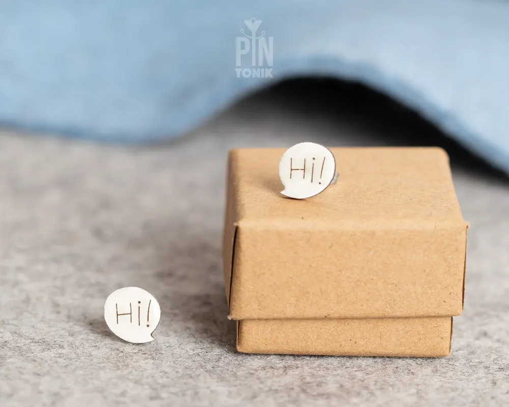 Jewelry - Hello Comic Book Earrings - Quirky Jewelry - Speech Bubble Fun Stud Earrings - PINTONIK