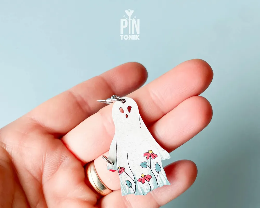 Jewelry - Halloween Ghost Earrings - Spooky Fall Jewelry with Jack O Lantern Pumpkin - PINTONIK