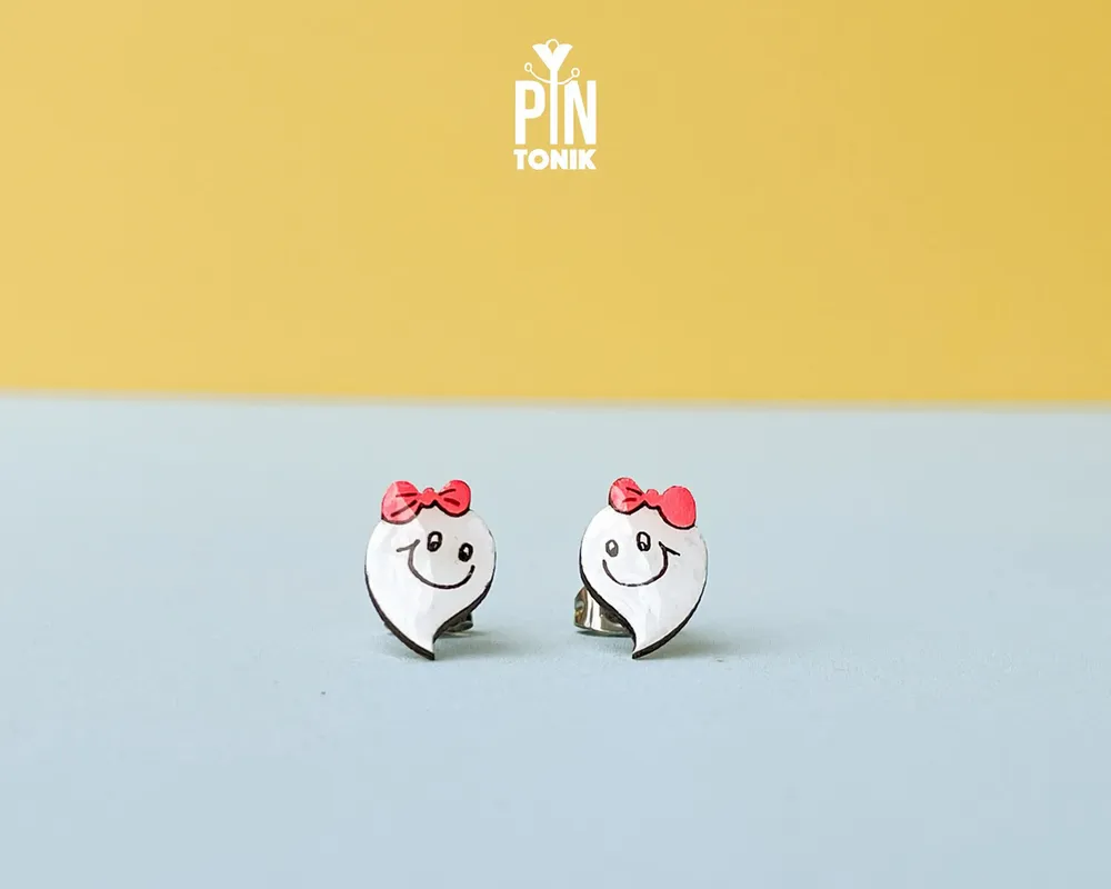 Jewelry - Wooden Ghost Stud Earrings - Spooky Halloween Jewelry - PINTONIK