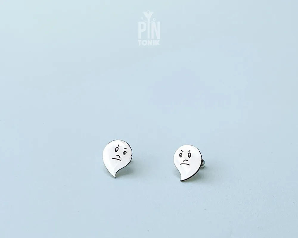 Jewelry - Wooden Ghost Stud Earrings - Spooky Halloween Jewelry - PINTONIK