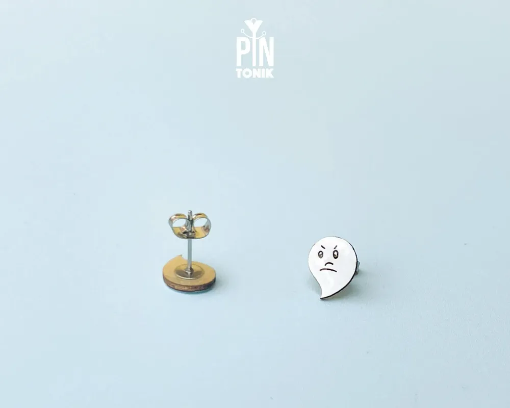 Jewelry - Wooden Ghost Stud Earrings - Spooky Halloween Jewelry - PINTONIK