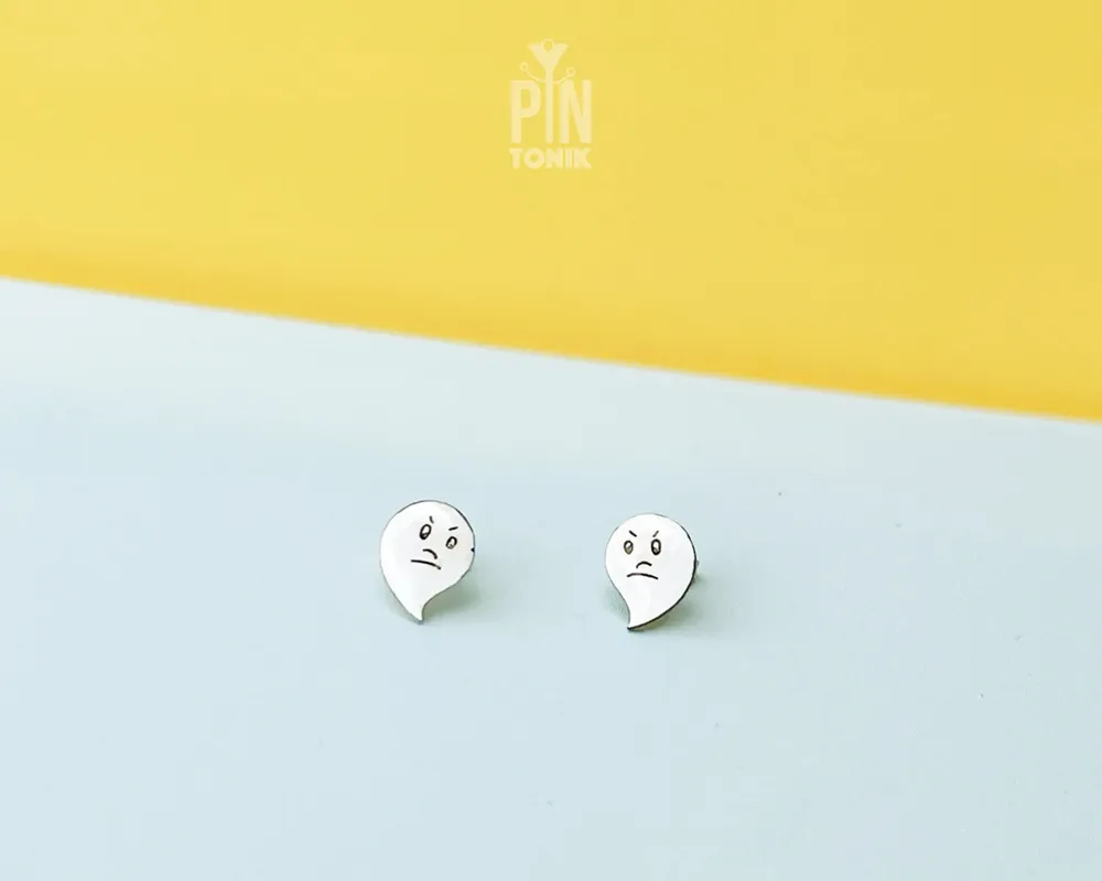 Jewelry - Wooden Ghost Stud Earrings - Spooky Halloween Jewelry - PINTONIK