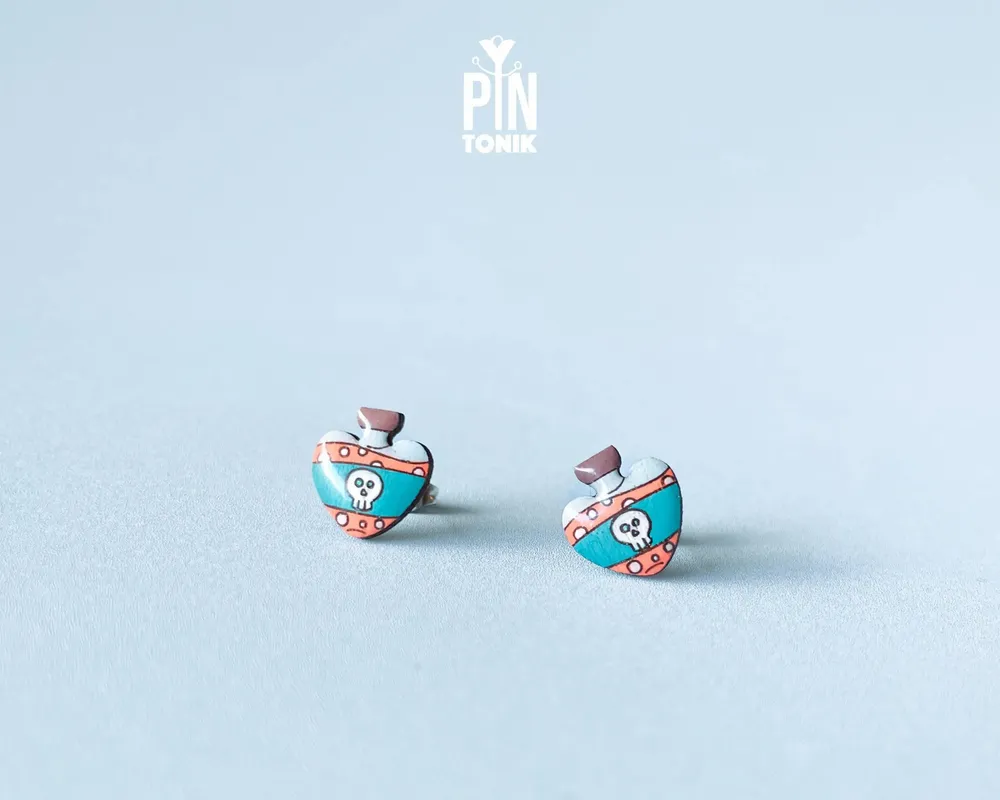 Bijoux - Boucles d'oreilles tête de mort empoisonnée - Bijoux de déguisement d'Halloween effrayants - Cadeaux de sorcières originaux - PINTONIK