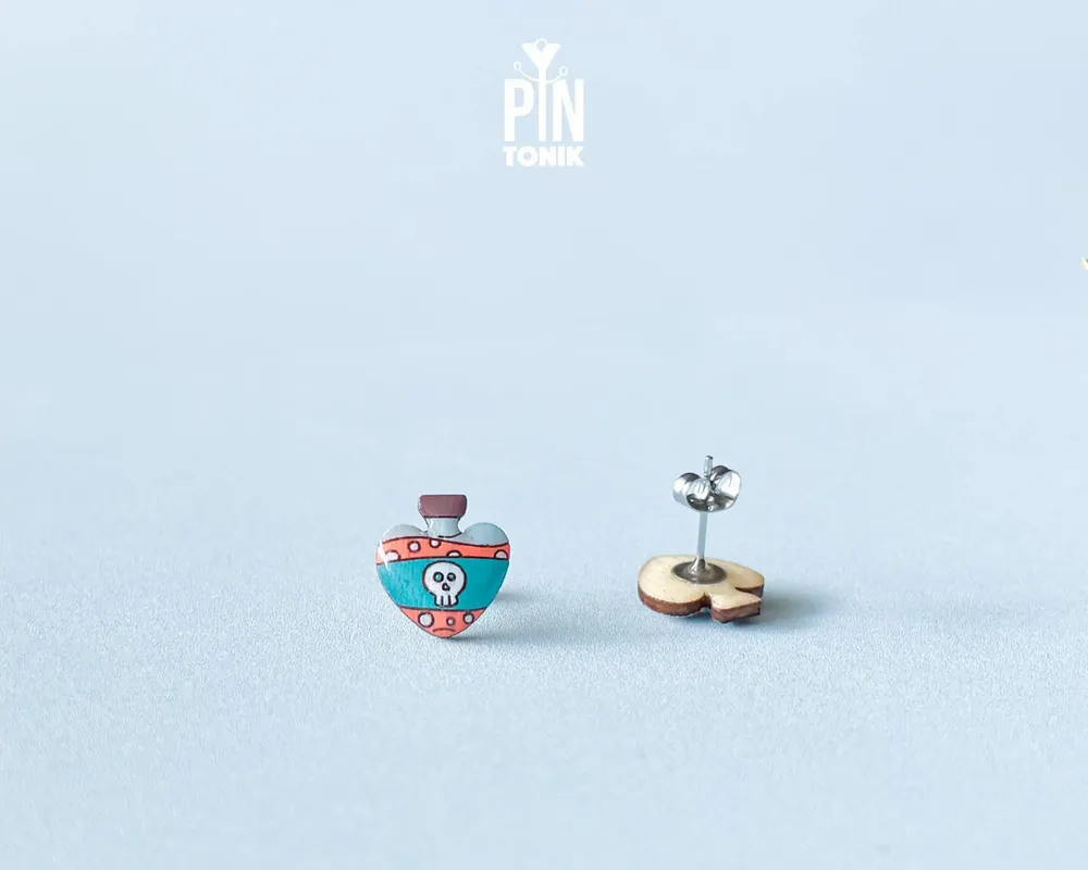 Bijoux - Boucles d'oreilles tête de mort empoisonnée - Bijoux de déguisement d'Halloween effrayants - Cadeaux de sorcières originaux - PINTONIK