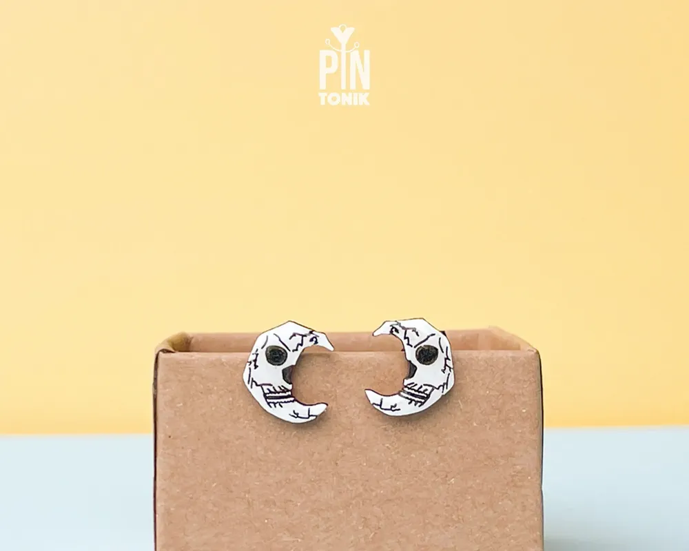 Bijoux - Boucles d'oreilles Crâne de Lune - PINTONIK