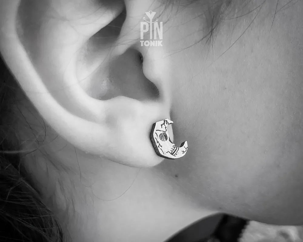 Bijoux - Boucles d'oreilles Crâne de Lune - PINTONIK