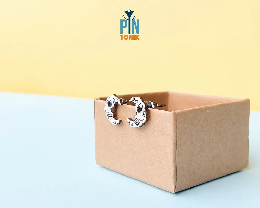 Bijoux - Boucles d'oreilles Crâne de Lune - PINTONIK