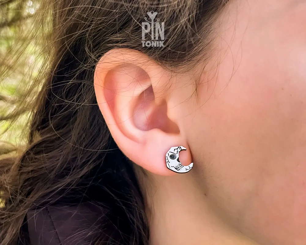 Bijoux - Boucles d'oreilles Crâne de Lune - PINTONIK