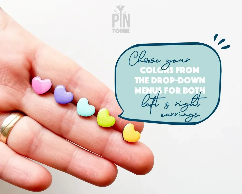 Jewelry - Small Heart Earrings - Tiny Love Studs - Fun Summer Jewelry, Valentine or Christmas Gifts - PINTONIK