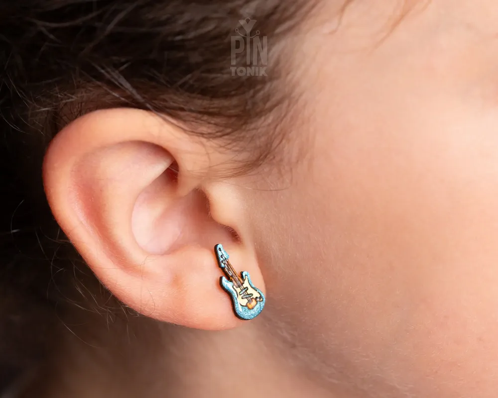 Jewelry - Electric Guitar Funky Earrings - Statement Music Lover Jewelry - Quirky Rock and Roll Gifts - PINTONIK