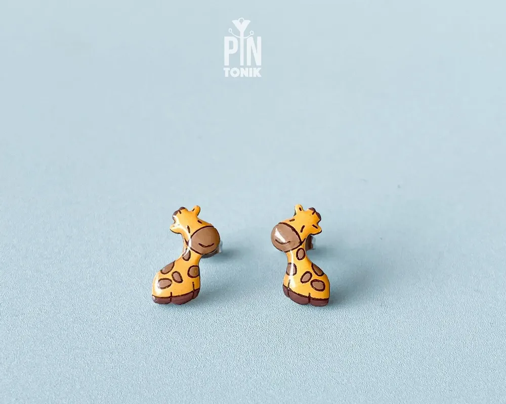 Bijoux - Boucles d'oreilles girafe – Boucles d'oreilles animaux en bois, bijoux de cosplay - PINTONIK