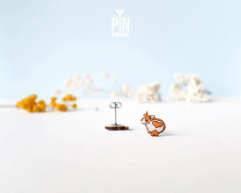 Jewelry - Welsh Corgi Stud Earrings - Funny Corgi Butt Gift for Dog Lovers - PINTONIK