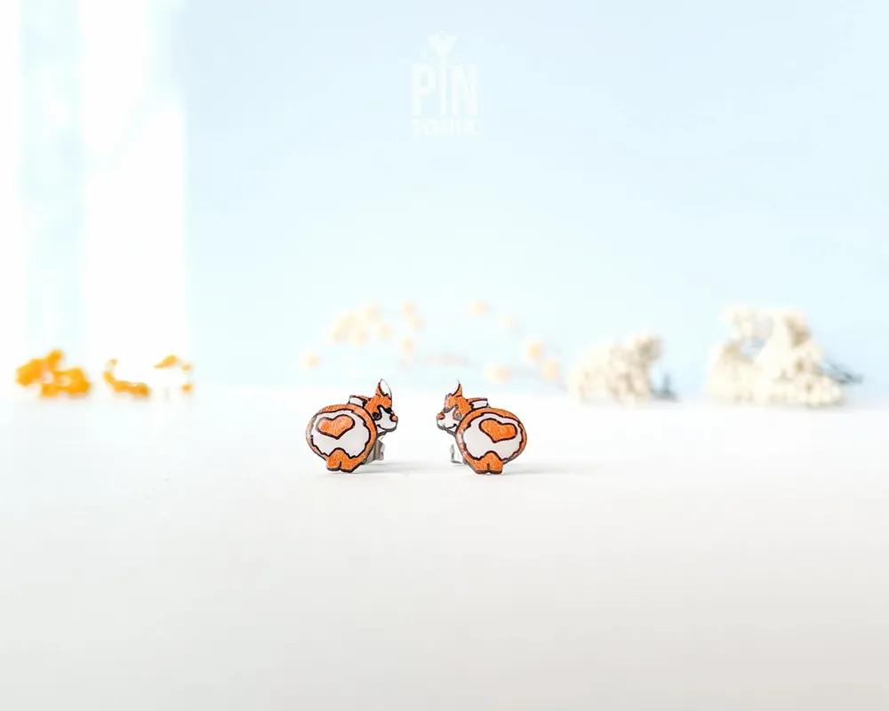 Jewelry - Welsh Corgi Stud Earrings - Funny Corgi Butt Gift for Dog Lovers - PINTONIK
