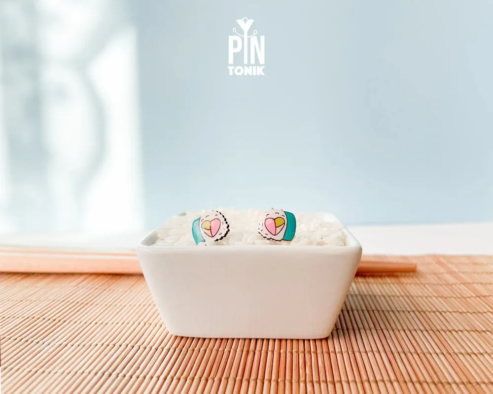 Bijoux - Boucles d'oreilles sushi originales - Bijoux en bois en forme de nourriture - PINTONIK