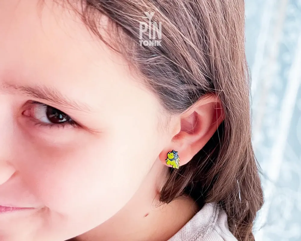 Bijoux - Boucles d'oreilles Triceratops - Bijoux dinosaure en bois - PINTONIK