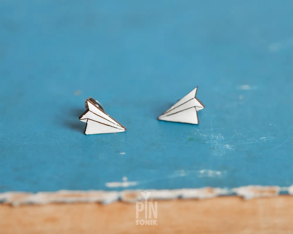 Jewelry - Origami Paper Airplane Funky Earrings - Minimalist Japanese Earrings - Whimsical Travel Gift - PINTONIK