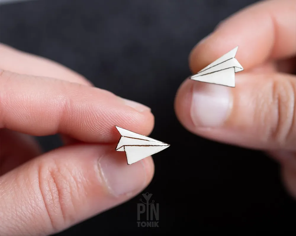 Jewelry - Origami Paper Airplane Funky Earrings - Minimalist Japanese Earrings - Whimsical Travel Gift - PINTONIK