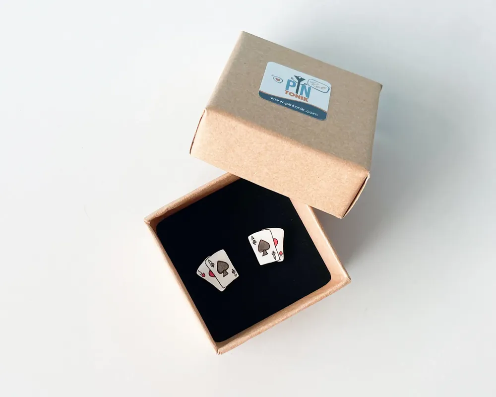 Jewelry - Poker Cards Earrings - Las Vegas Gambling Gifts for Poker Player, Bridge Player or Funny 50th Birthday Gift - PINTONIK