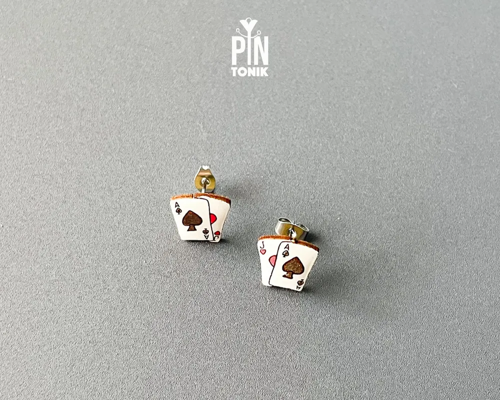 Jewelry - Poker Cards Earrings - Las Vegas Gambling Gifts for Poker Player, Bridge Player or Funny 50th Birthday Gift - PINTONIK