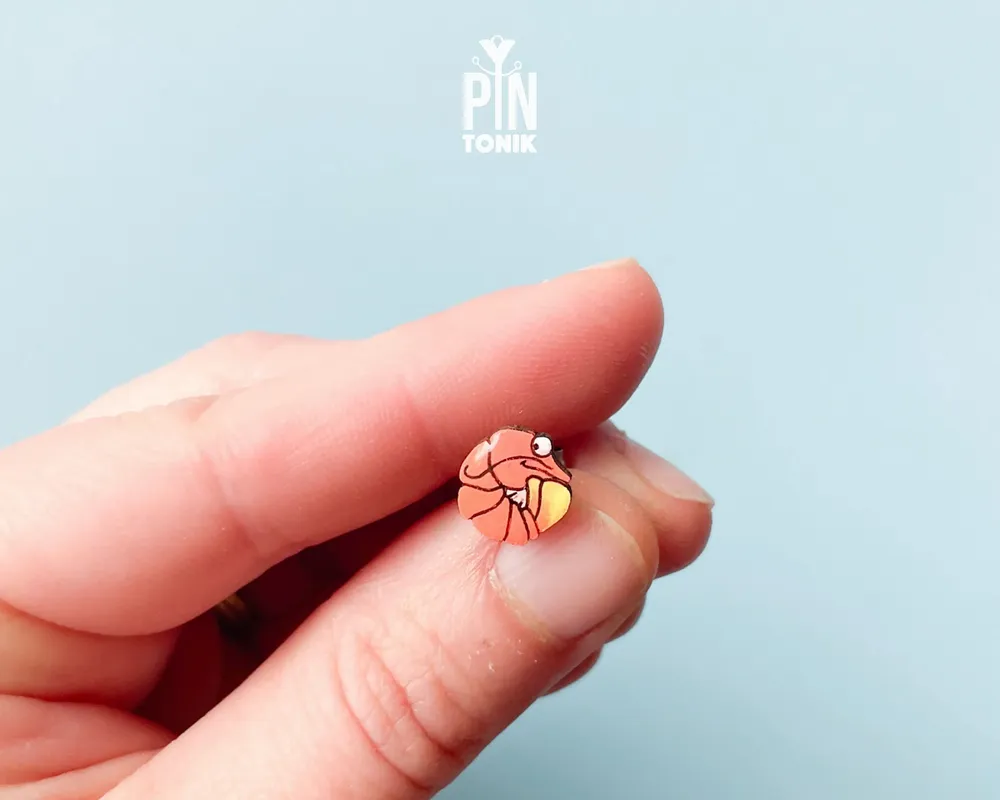 Jewelry - Neon Shrimp Earrings - Funny Food Stud Earrings - Quirky Beach Jewelry - PINTONIK