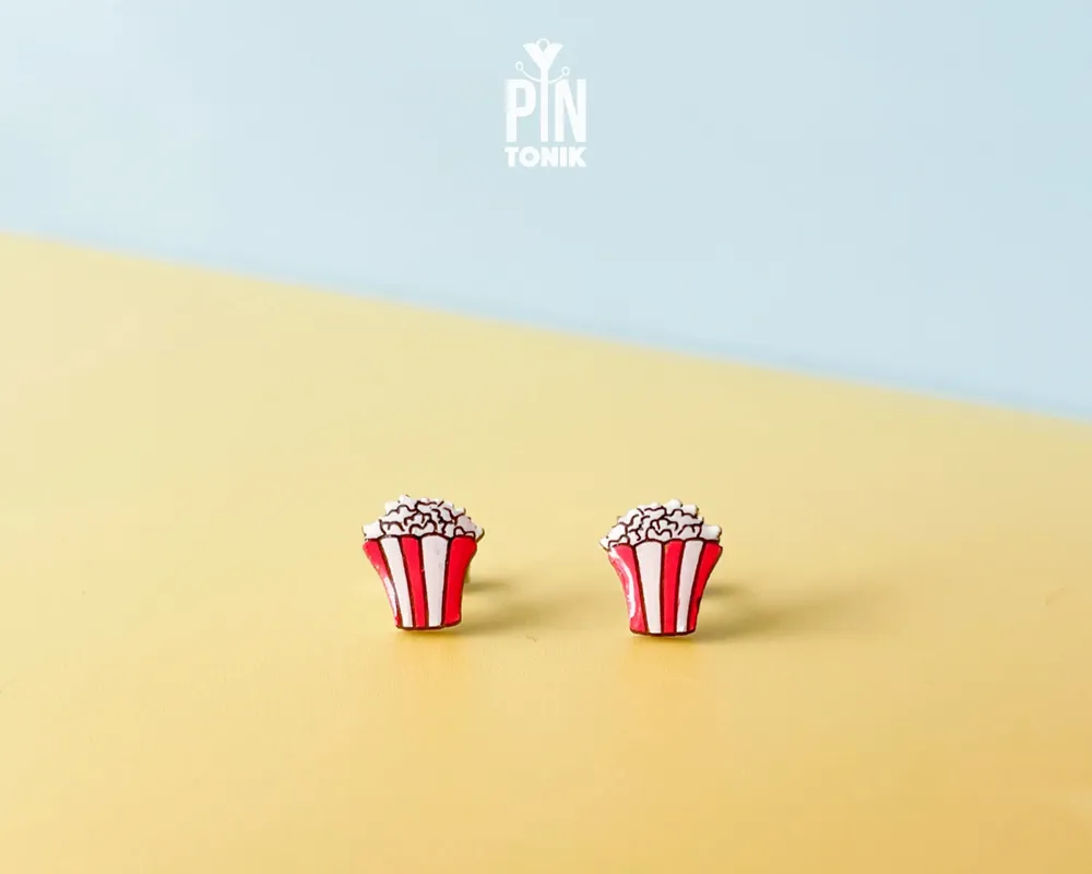 Jewelry - Popcorn Stud Earrings - Movie Night Snack Earrings - Fun Food Jewelry - Teenage Girl Gift - PINTONIK