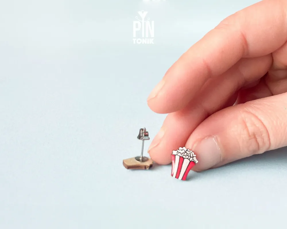 Jewelry - Popcorn Stud Earrings - Movie Night Snack Earrings - Fun Food Jewelry - Teenage Girl Gift - PINTONIK