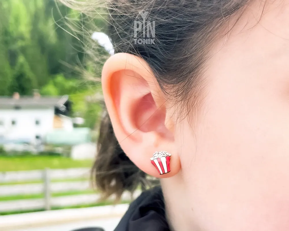 Jewelry - Popcorn Stud Earrings - Movie Night Snack Earrings - Fun Food Jewelry - Teenage Girl Gift - PINTONIK