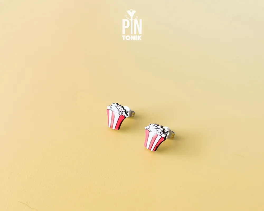 Jewelry - Popcorn Stud Earrings - Movie Night Snack Earrings - Fun Food Jewelry - Teenage Girl Gift - PINTONIK