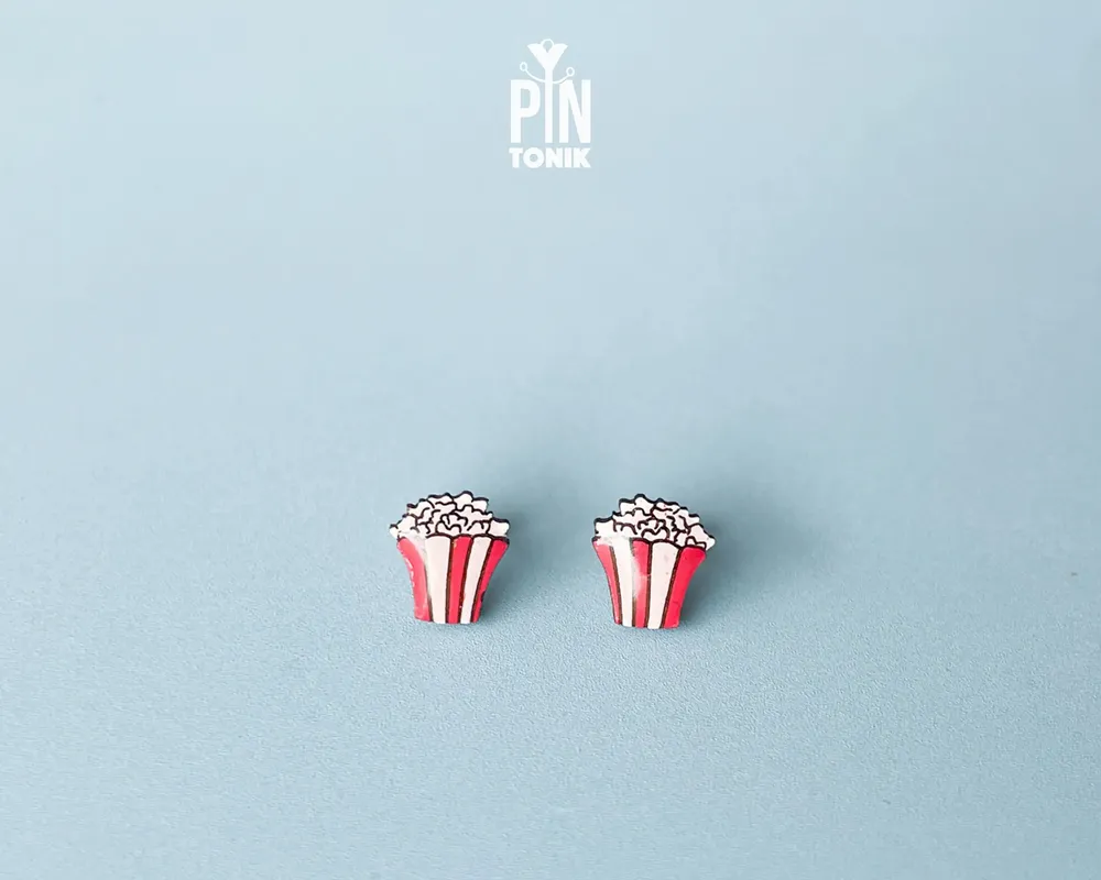 Jewelry - Popcorn Stud Earrings - Movie Night Snack Earrings - Fun Food Jewelry - Teenage Girl Gift - PINTONIK