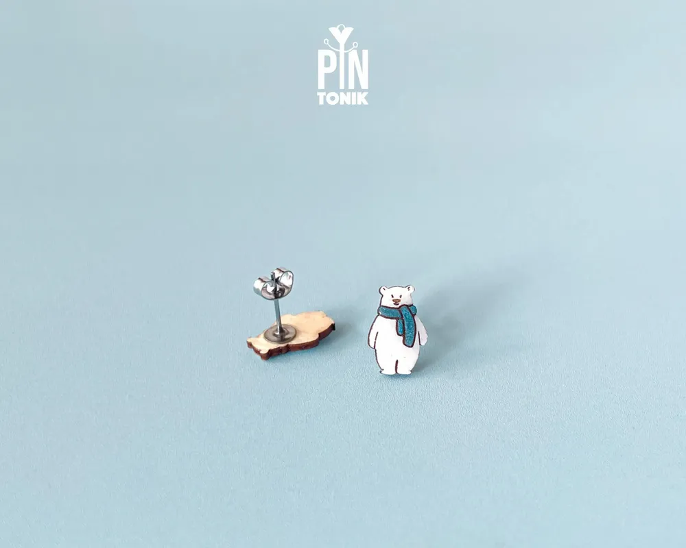 Bijoux - Boucles d'oreilles Ours Polaire - Boucles d'oreilles Animaux de Noël - Bijoux de Noël amusants - PINTONIK