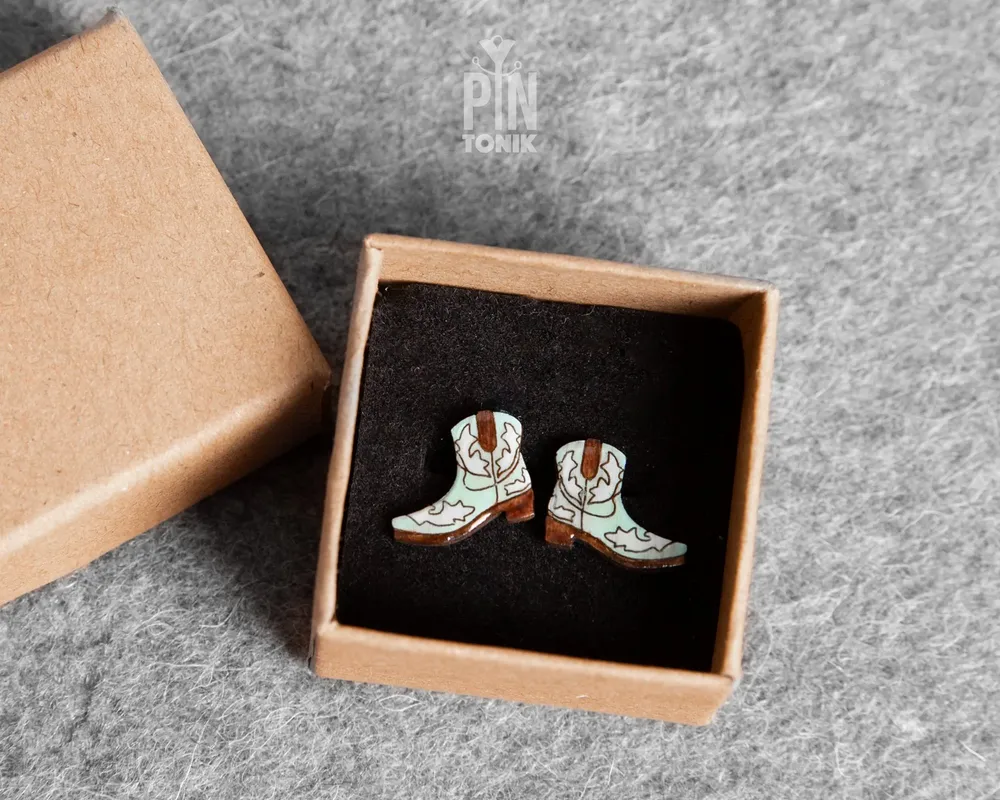 Bijoux - Boucles d'oreilles bottes de cowgirl côtières - Clous d'oreilles western originaux - PINTONIK