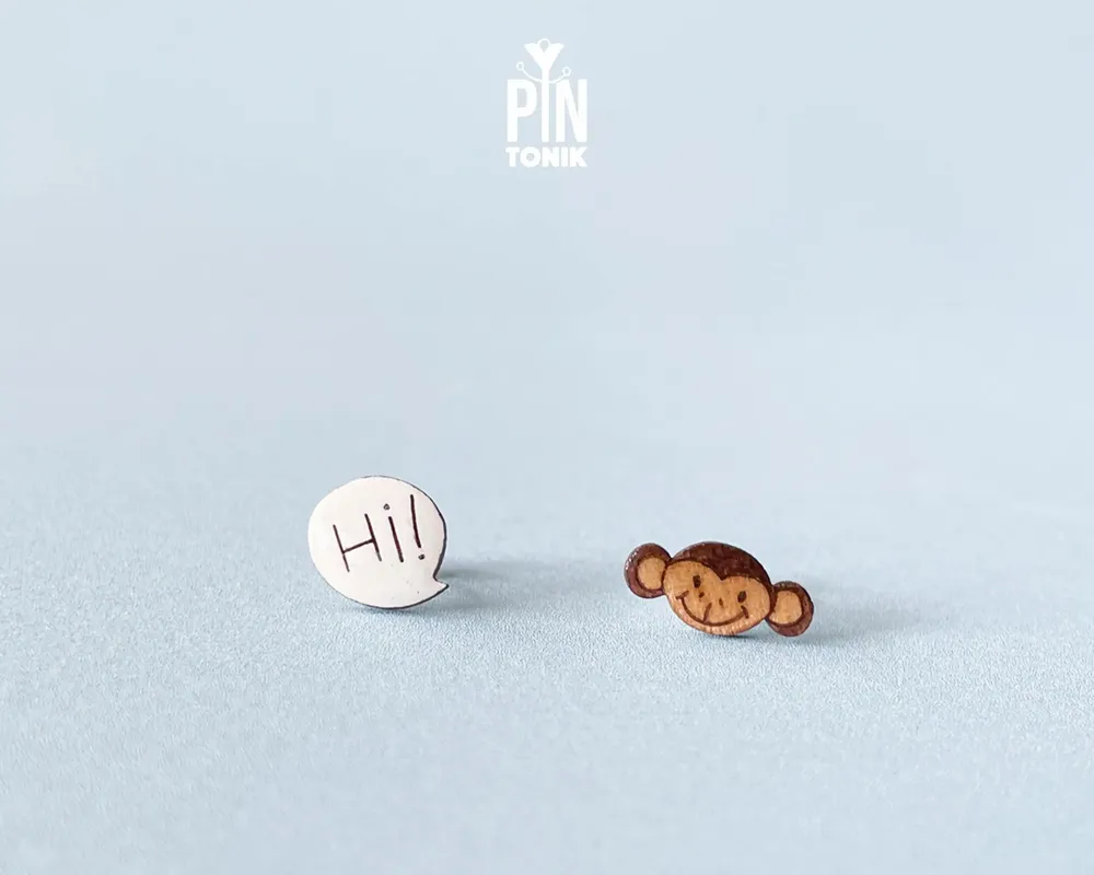 Jewelry - Quirky Monkey Earrings - Funky Stud Earrings - Weird Gifts for 30th Birthday or Christmas Stocking Stuffer - PINTONIK