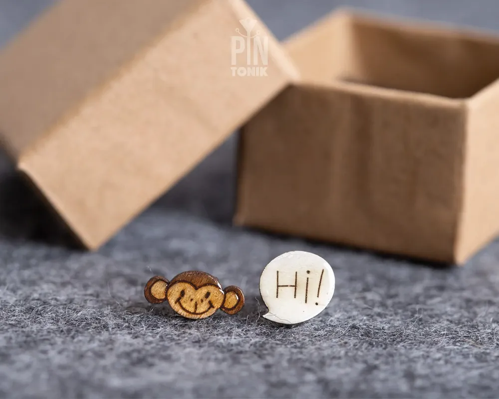 Jewelry - Quirky Monkey Earrings - Funky Stud Earrings - Weird Gifts for 30th Birthday or Christmas Stocking Stuffer - PINTONIK