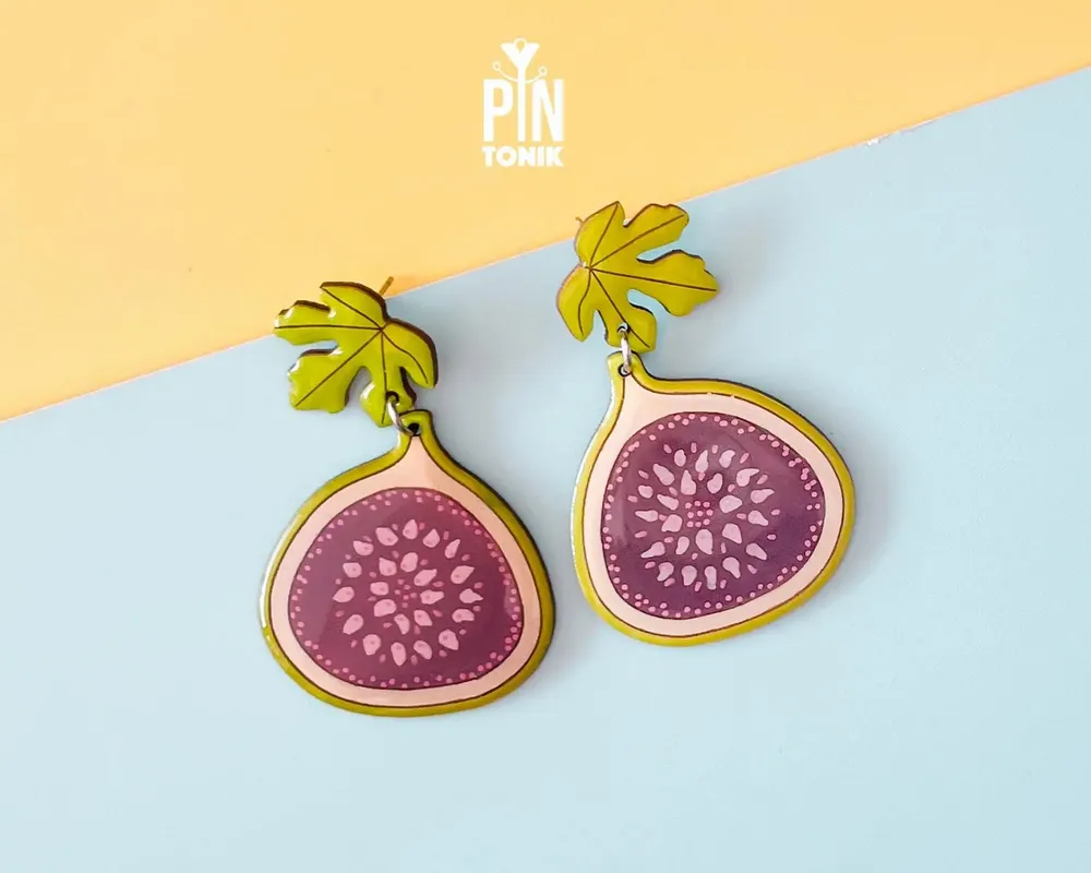Jewelry - Fig Fruit Earrings - Summer Fruits Chunky Jewelry - PINTONIK