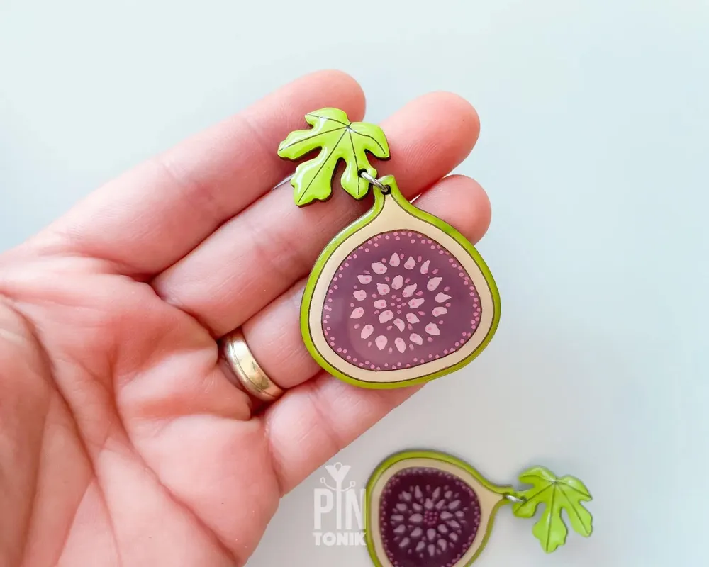 Jewelry - Fig Fruit Earrings - Summer Fruits Chunky Jewelry - PINTONIK