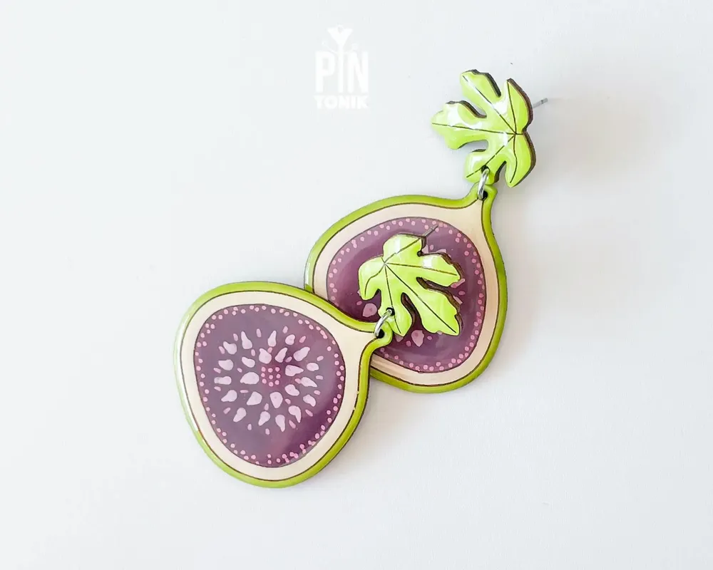 Jewelry - Fig Fruit Earrings - Summer Fruits Chunky Jewelry - PINTONIK
