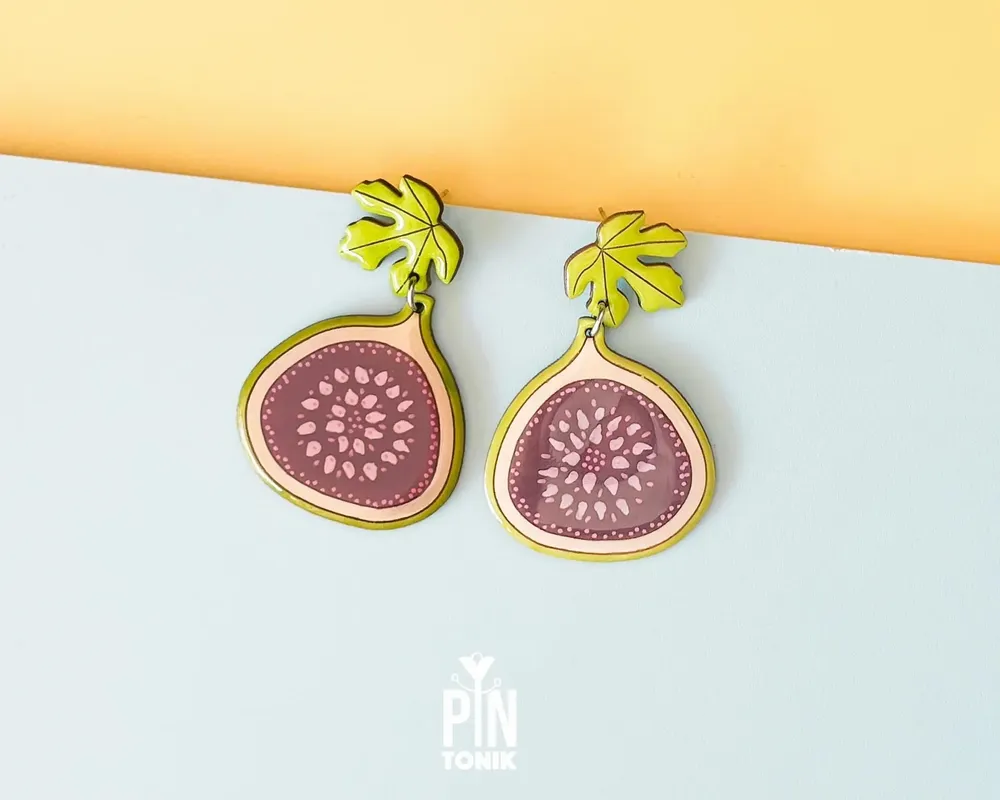 Jewelry - Fig Fruit Earrings - Summer Fruits Chunky Jewelry - PINTONIK