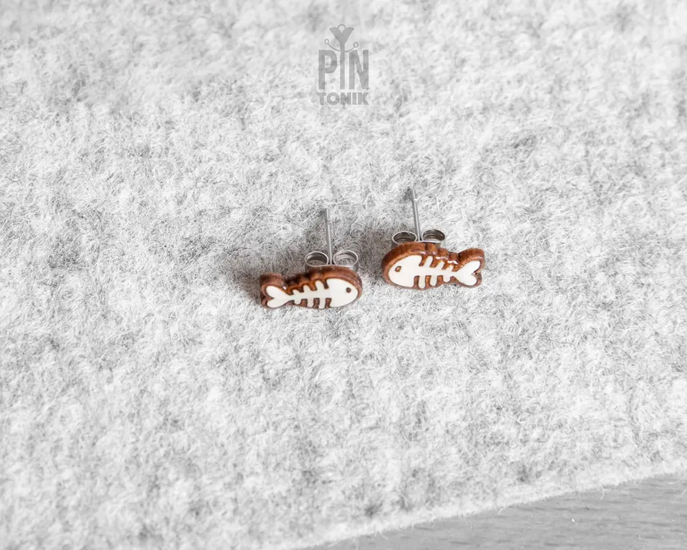 Bijoux - Boucles d'oreilles squelette de poisson effrayantes, boucles d'oreilles fantaisie en forme d'arête de poisson - Accessoires de costume d'Halloween terrifiants - PINTONIK