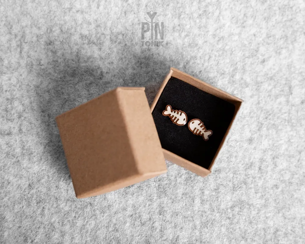 Bijoux - Boucles d'oreilles squelette de poisson effrayantes, boucles d'oreilles fantaisie en forme d'arête de poisson - Accessoires de costume d'Halloween terrifiants - PINTONIK