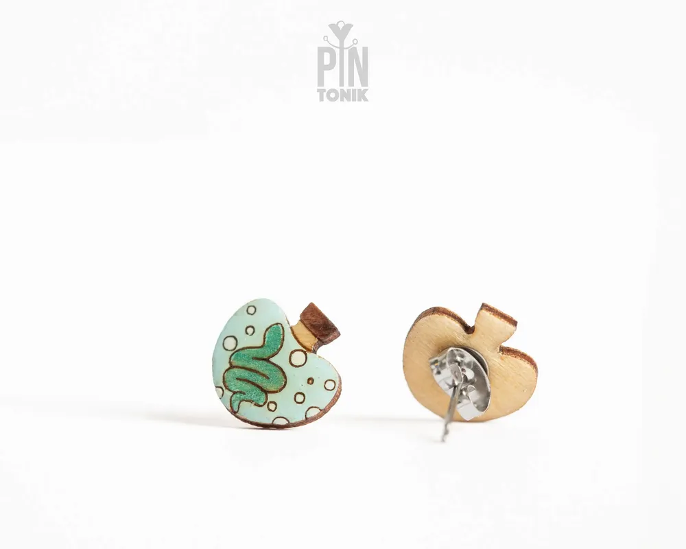 Jewelry - Potion Bottles Snake Stud Earrings - Witchy Funky Earrings - Spooky Gifts for Teenage Girl, Best Friend or Halloween - PINTONIK