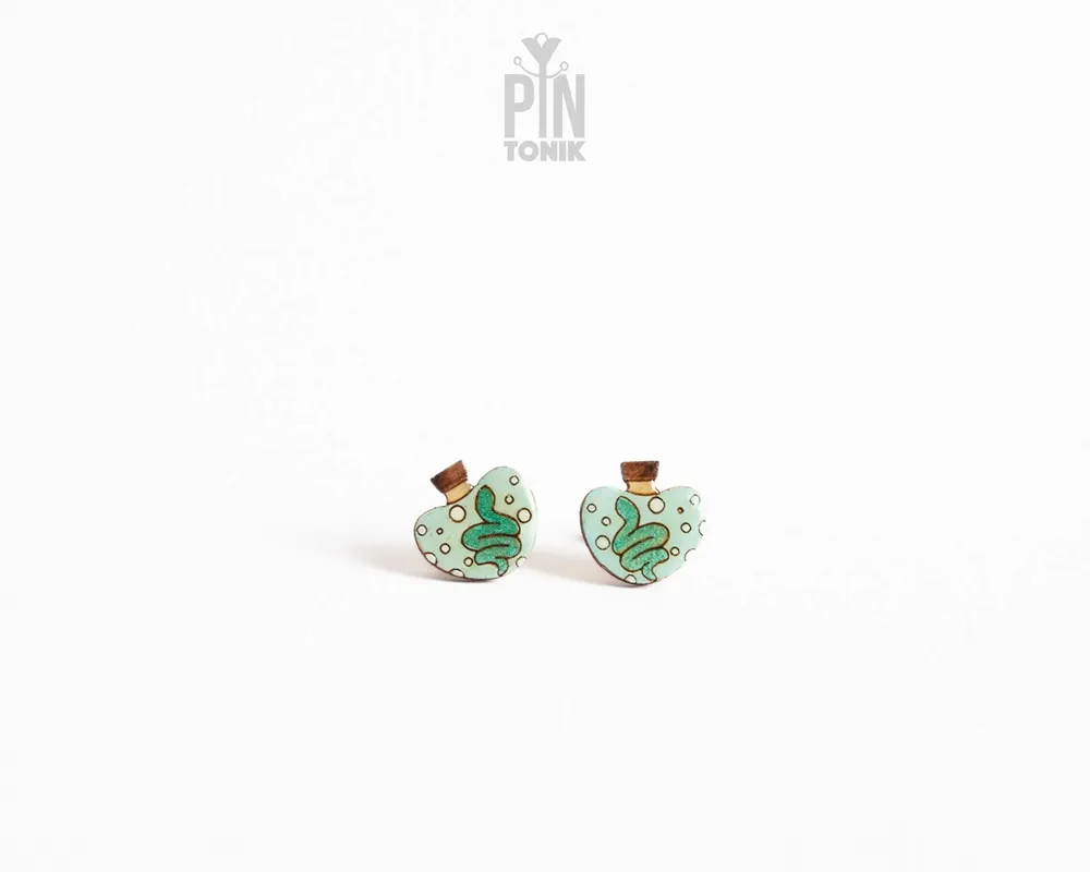 Jewelry - Potion Bottles Snake Stud Earrings - Witchy Funky Earrings - Spooky Gifts for Teenage Girl, Best Friend or Halloween - PINTONIK