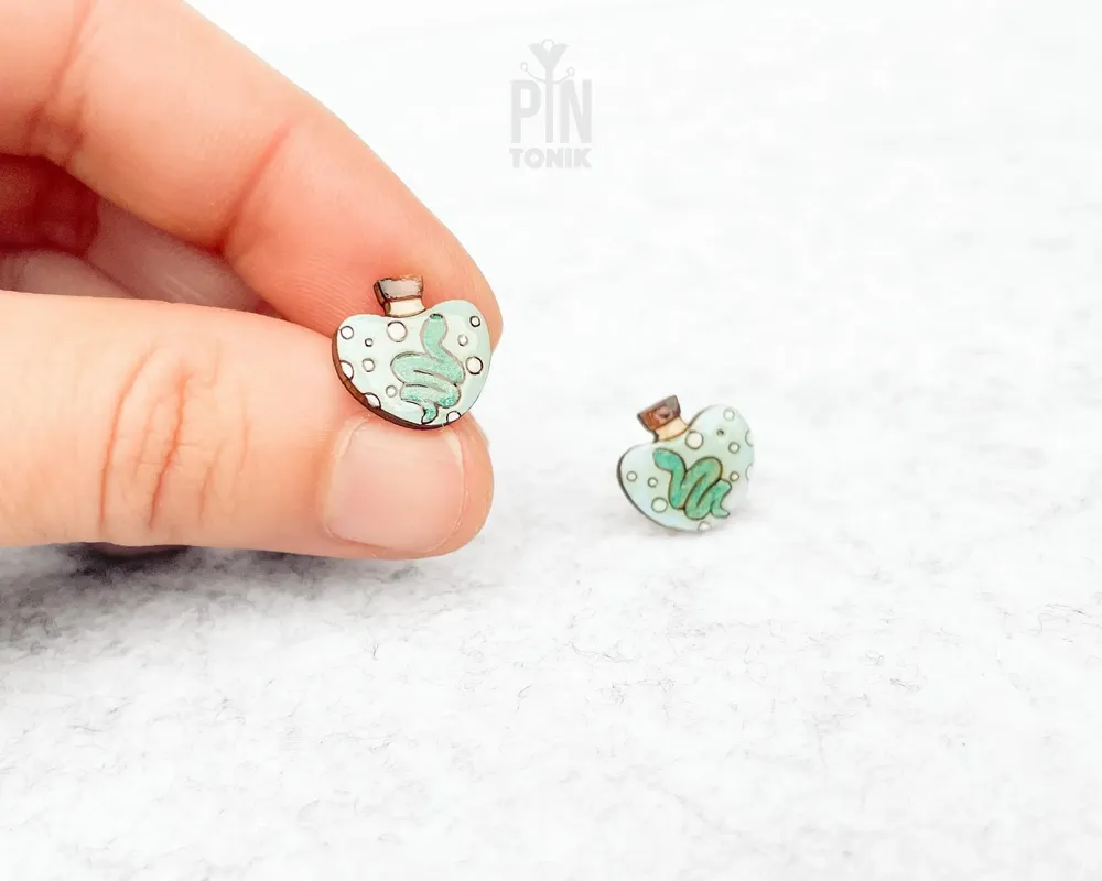 Jewelry - Potion Bottles Snake Stud Earrings - Witchy Funky Earrings - Spooky Gifts for Teenage Girl, Best Friend or Halloween - PINTONIK