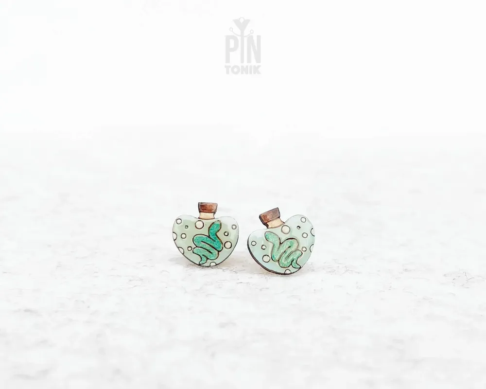 Jewelry - Potion Bottles Snake Stud Earrings - Witchy Funky Earrings - Spooky Gifts for Teenage Girl, Best Friend or Halloween - PINTONIK
