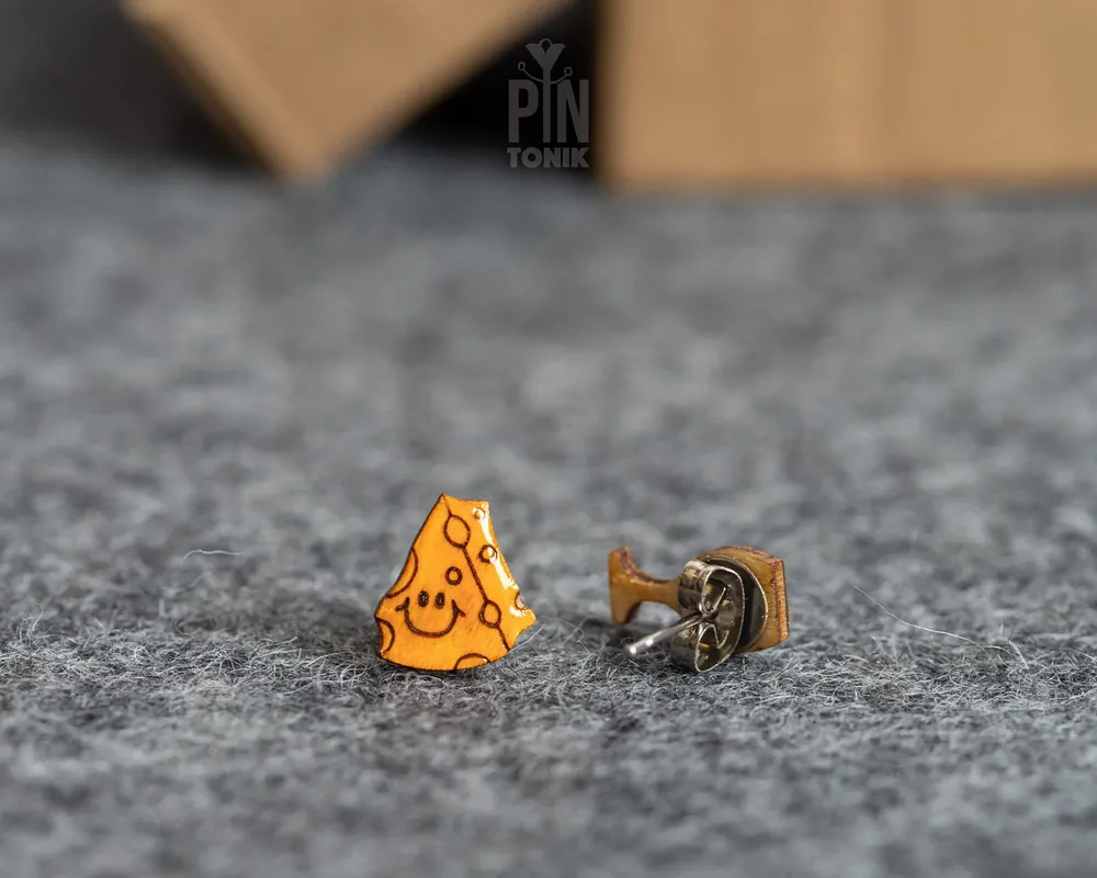 Jewelry - Wine and Cheese Mismatched Earrings - Kawaii Funky Earrings - Weird Gifts for 30th birthday or New Mom - PINTONIK